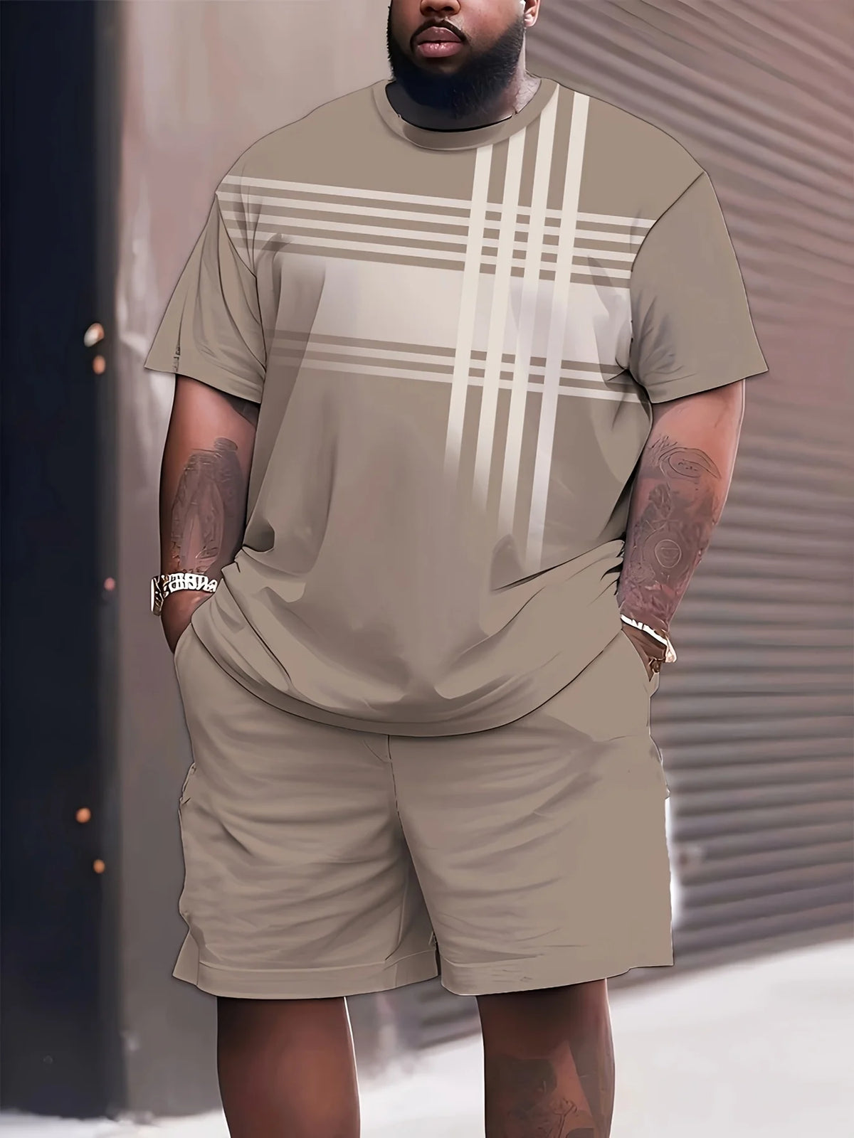 Men's Graphic Print Top & Shorts Set