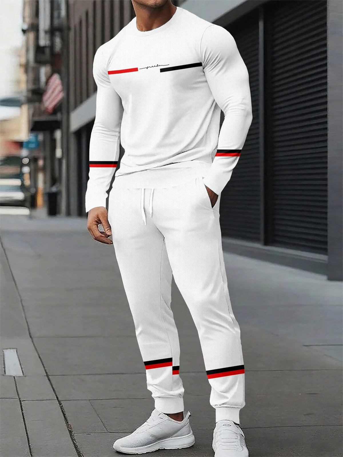 Men's Graphic Print Sweatshirt & Pants Set