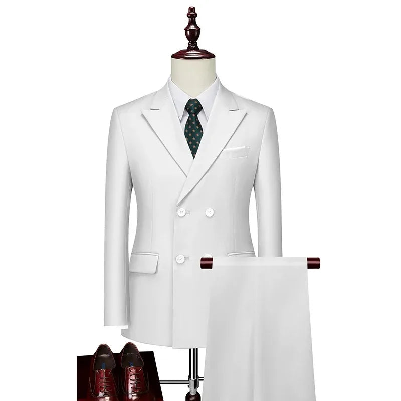 Men's Slim-Fit Double-Breasted Suit Set — product view