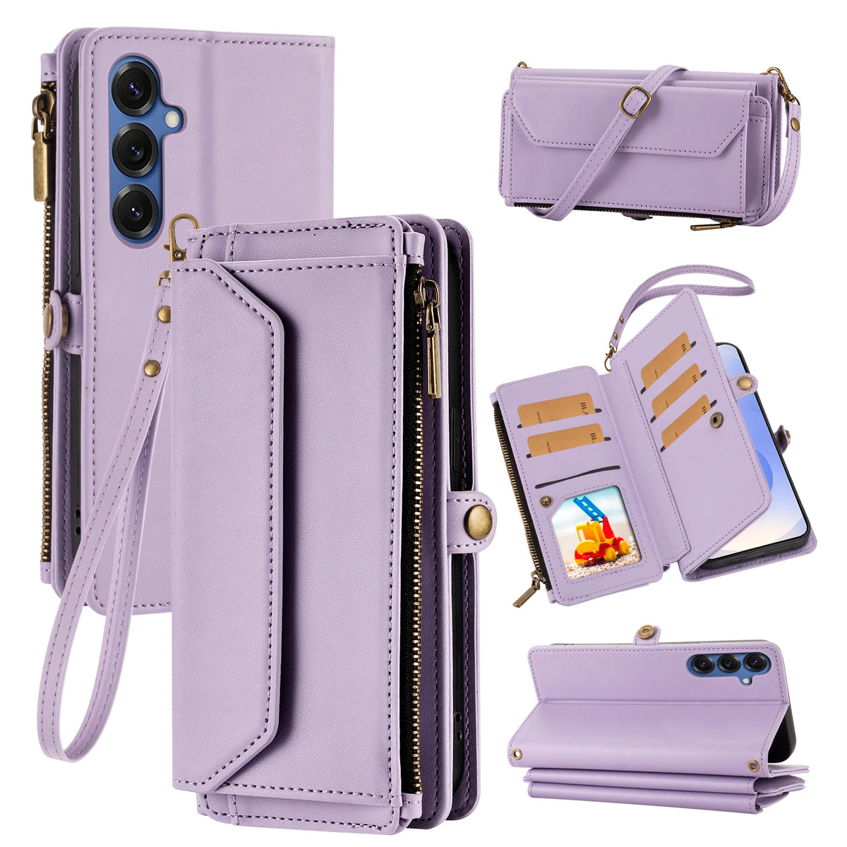 Crossbody Multi-Card Wallet Phone Case for Samsung Galaxy S9+, S26+, S26 Edge, S26, S26 Ultra, S25 FE, S25+, S25 Edge, S21+ 5G, S20, S20+, S20 Ultra, S20 FE, S10, S10+, S9, S23 Ultra, S23+, S22 Ultra 5G, S22 5G, S22+ 5G, S21 & More Models