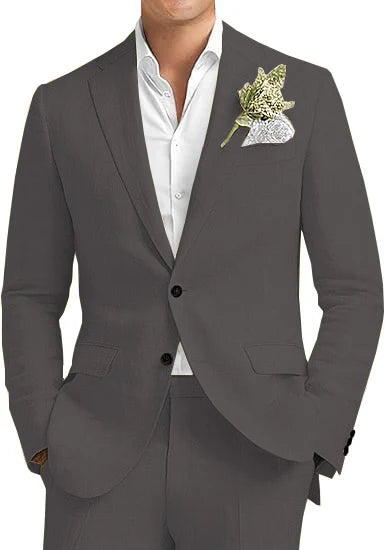 Men's Linen 2-Piece Notched Lapel Suit Set — product view