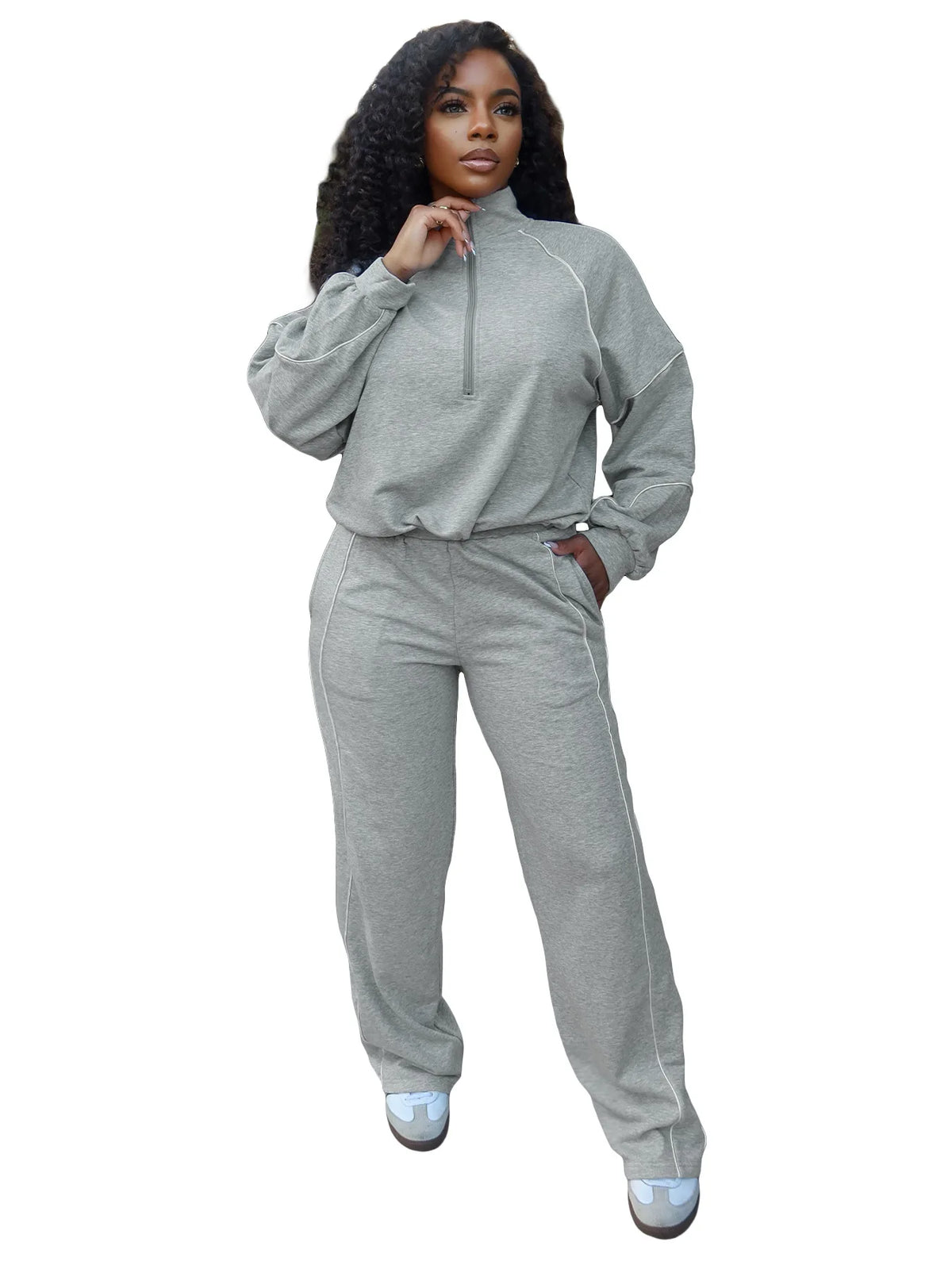 Women's Sweatshirt & Wide-Leg Pants Set