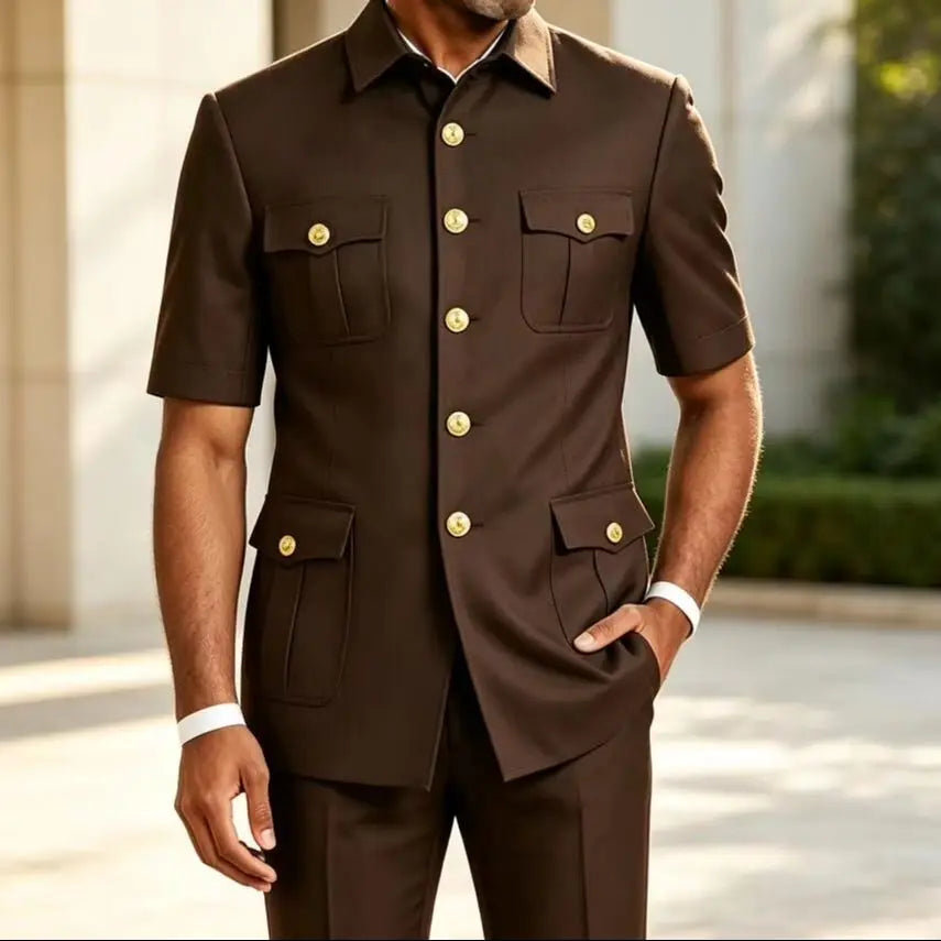 Men's Brown 2-Piece Slim Fit Suit Set — product view