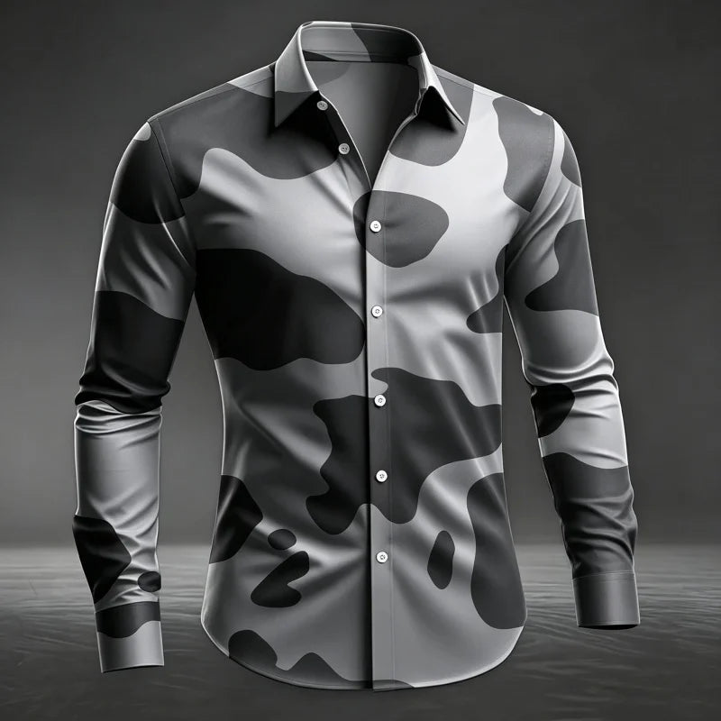 Men's Animal Print Long-Sleeve Casual Shirt