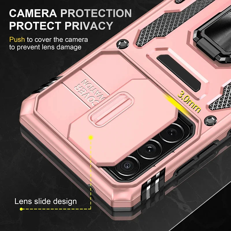 Camera Cover Phone Case for Samsung Galaxy A35, A55, A73 5G, A25 5G, A53 5G, A71 5G, A13, A14, A12, A15, A24 4G, A23, A32 4G, A22 4G, A22 5G, A72, A52, A82 5G, A32 5G, A42 5G