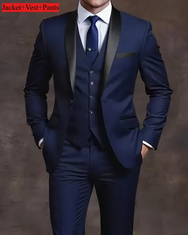 Men's Black Slim-Fit Suit Set — product view