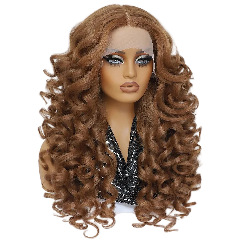 Lace Front Wig Curly Latisha Synthetic Blonde Pink Blue Black White - OSASCO