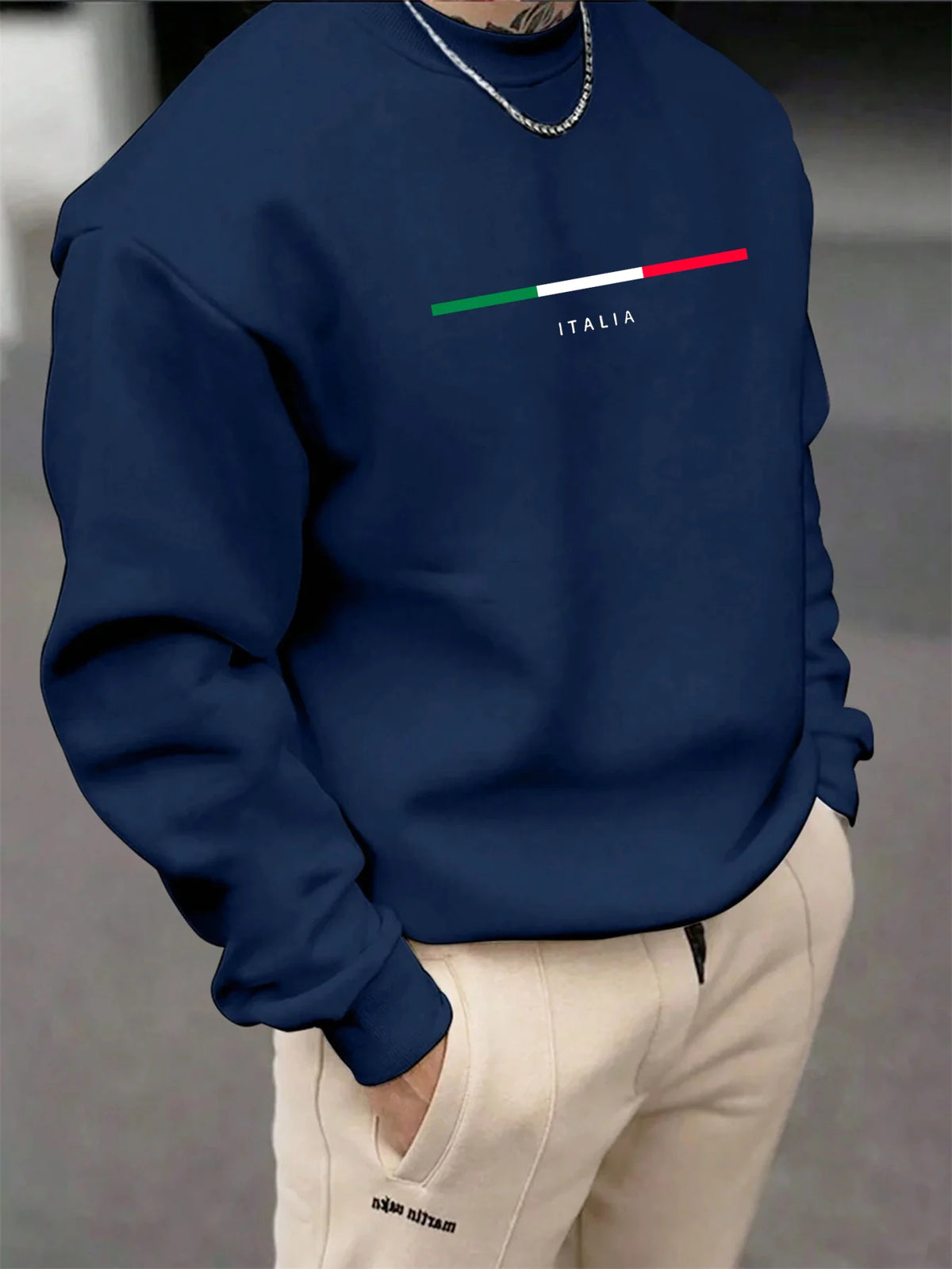 Men's Letter Print Crew-Neck Sweatshirt