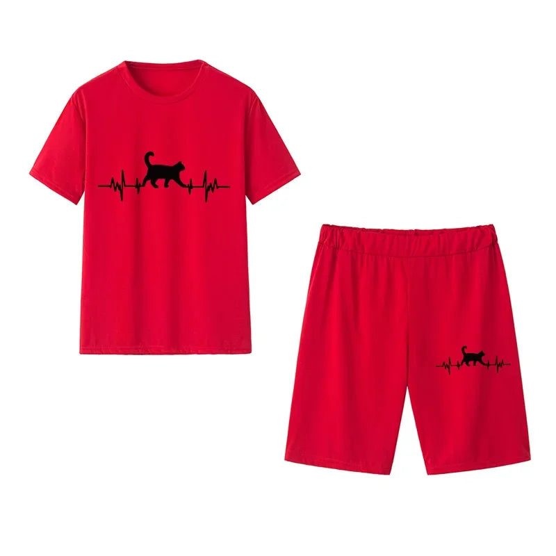 Women's Graphic Print Top & Shorts Set