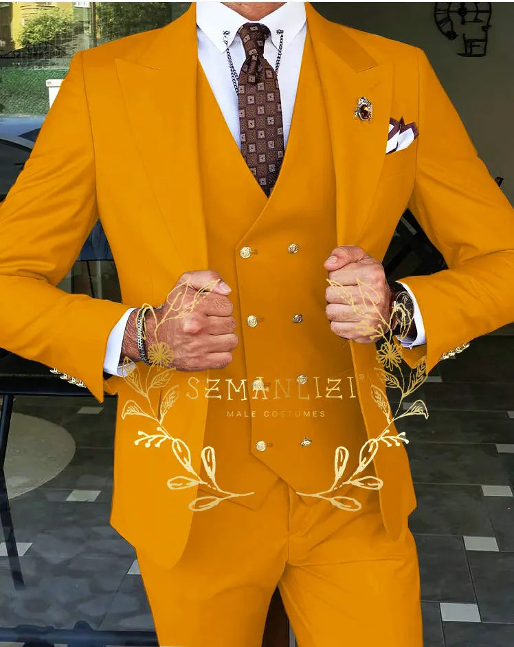Men's Beige 3-Piece Suit Set — product view