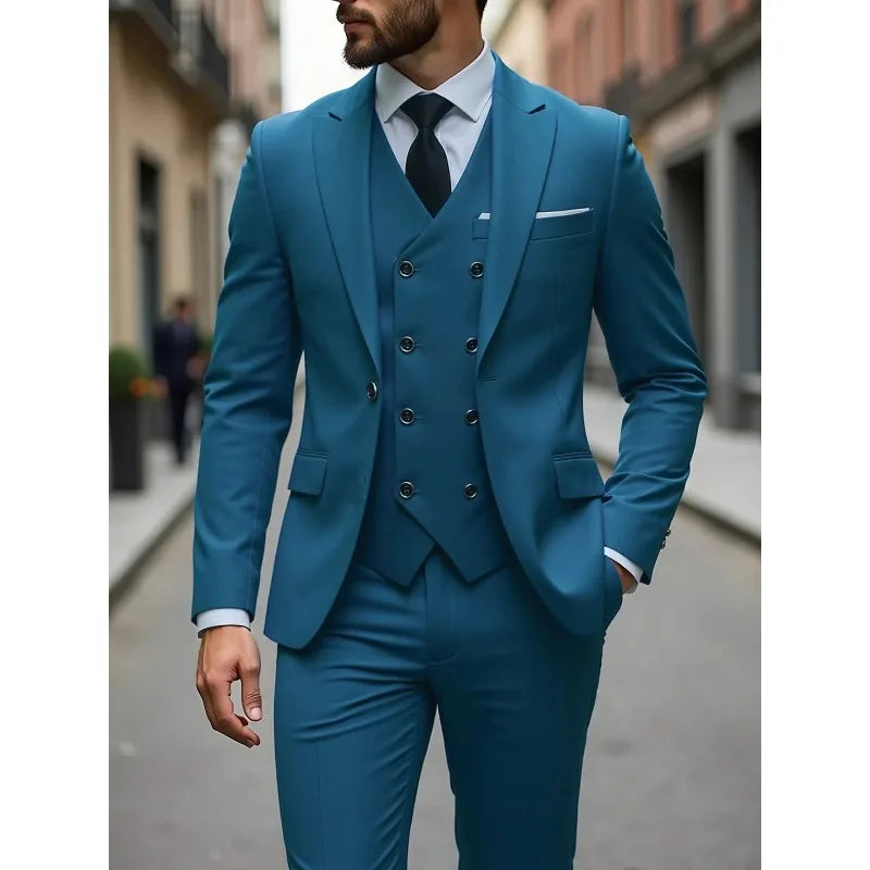 Men's Single-Breasted Three-Piece Formal Suit