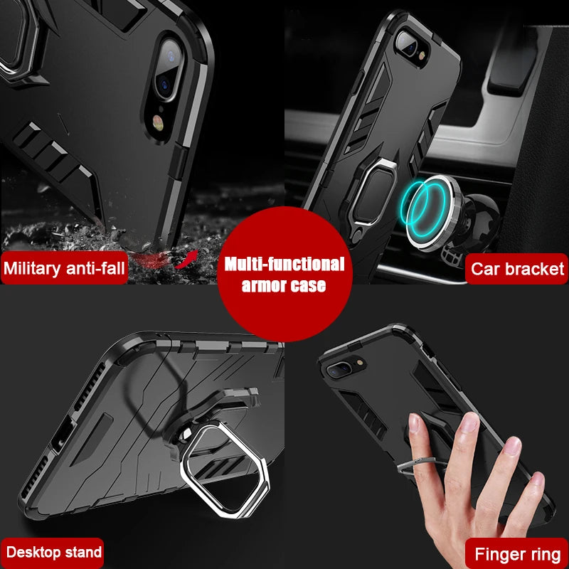 Ring Stand Phone Case for Samsung Galaxy S10E, A70, A50, S8 Plus, A40, A30, A7 2018, S10 Plus, iPhone 7 8, S10, S9 Plus, S9, S8, iPhone 5 5S SE, iPhone Xs Max, iPhone XR, iPhone X Xs, iPhone 6 6S