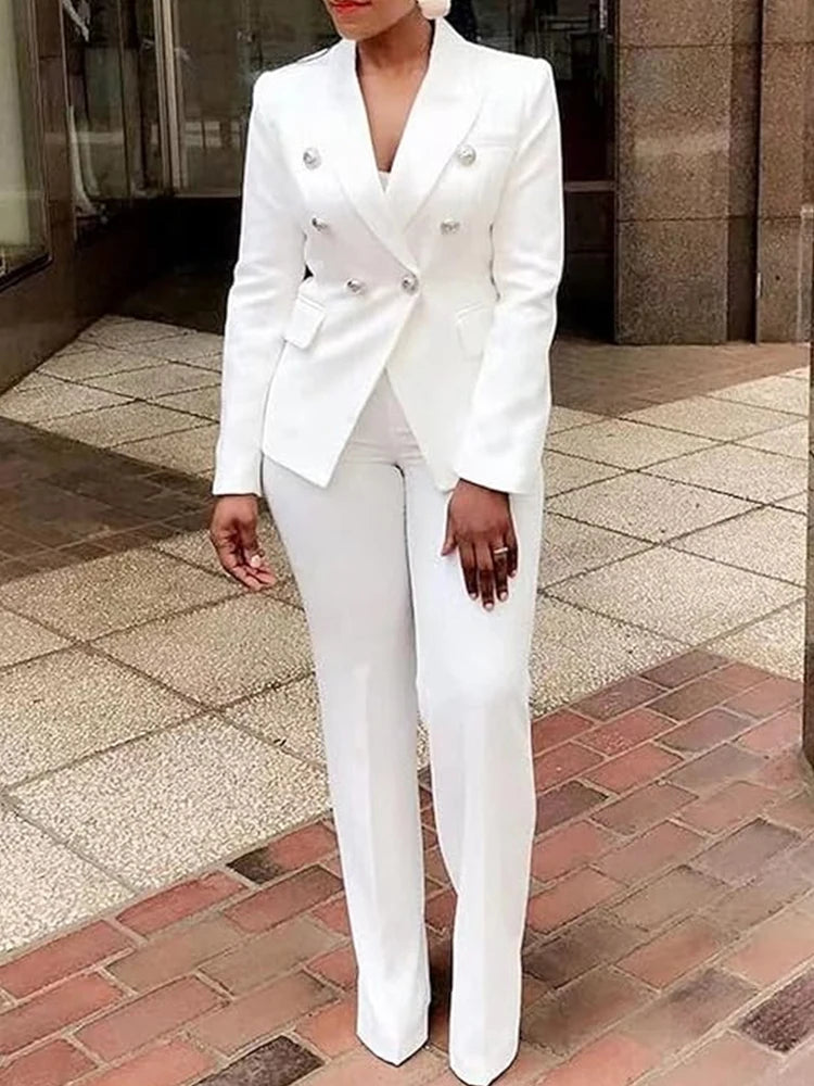 Women's Plus-Size Double-Breasted Suit Set