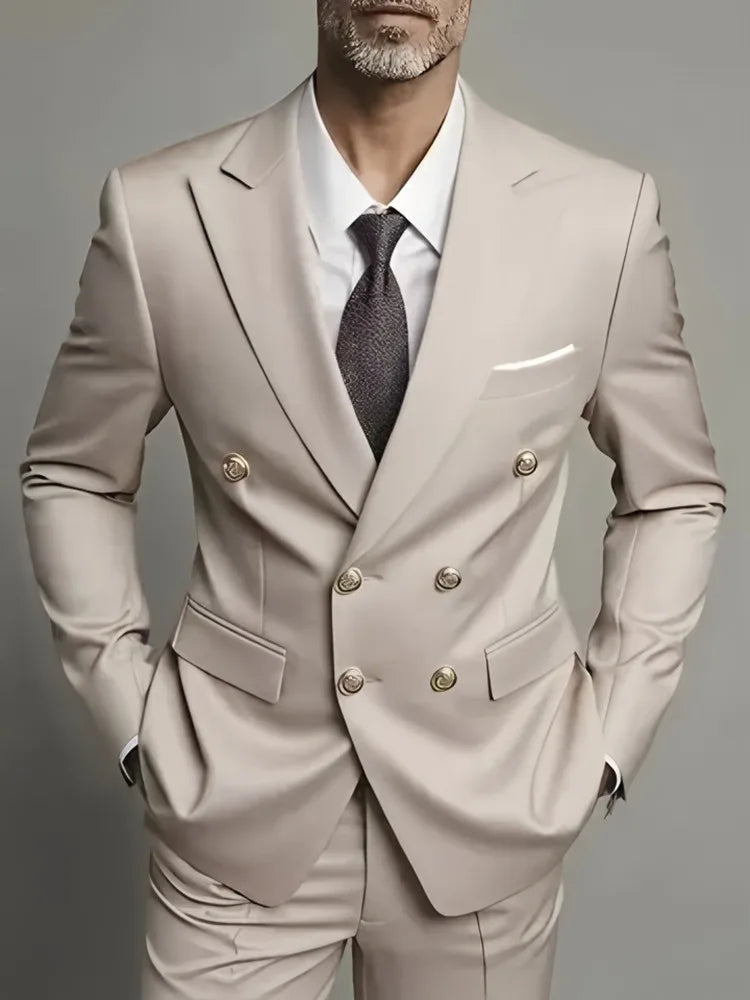 Men's Slim-Fit Double-Breasted Suit Set — product view