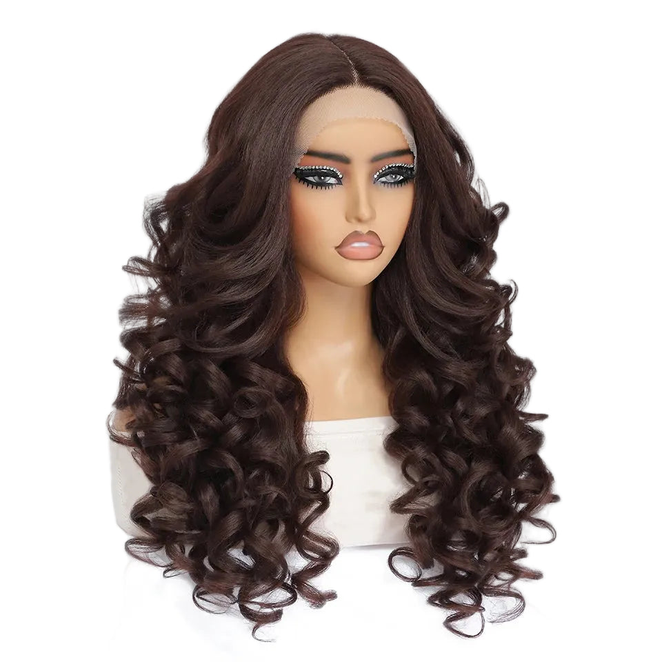 Lace Front Wig Curly Latisha Synthetic Blonde Pink Blue Black White - OSASCO