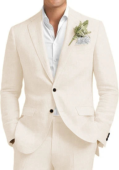 Men's Linen 2-Piece Notched Lapel Suit Set — product view