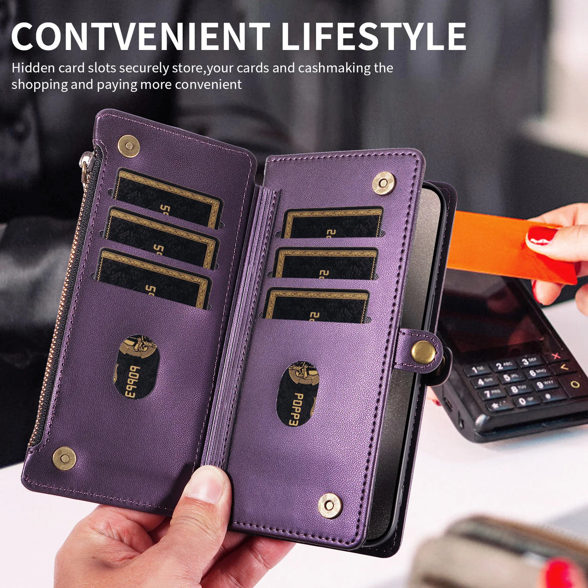 Crossbody Zipper Wallet Phone Case with Stand for Redmi Note 11S, Redmi Note 10 5G, Redmi Note 10 4G, Redmi Note 10S, Redmi Note 9 Pro, Redmi Note 9, Redmi Note 9S, Redmi Note 8 Pro, Redmi Note 8, Redmi Note 15 Pro 5G & More Models