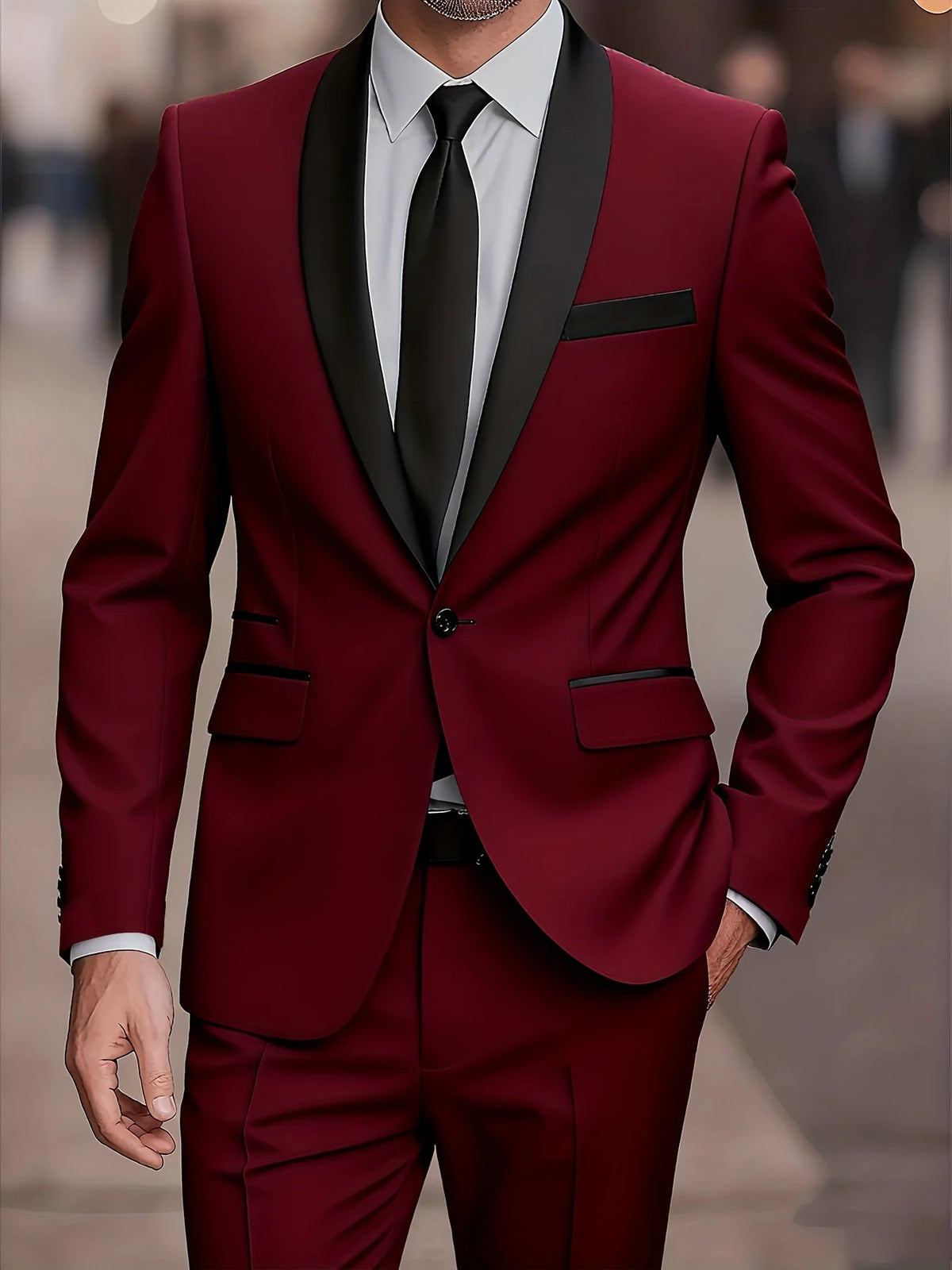 Men's Single-Button Slim Fit Two-Piece Suit