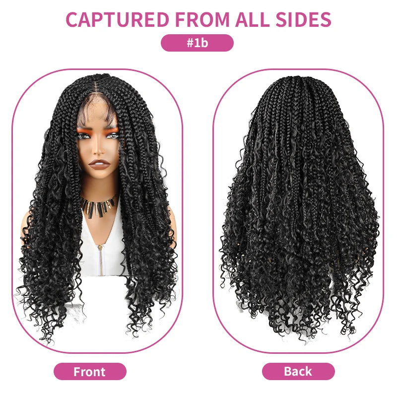 Boho Box Braided Lace Front Wig Synthetic Goddess Braids Wig with - OSASCO