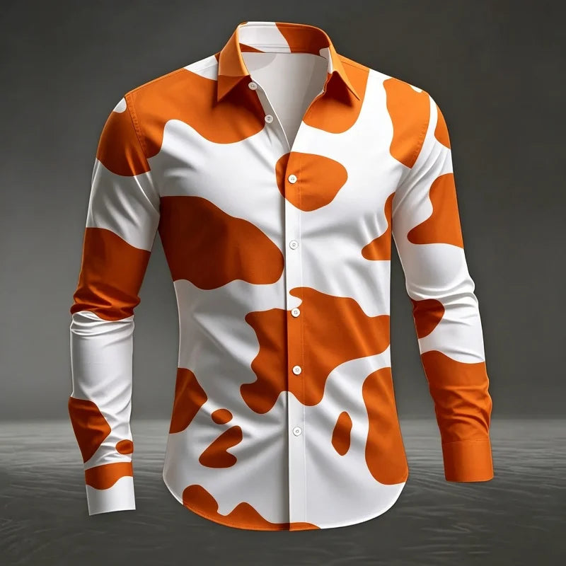 Men's Animal Print Long-Sleeve Casual Shirt
