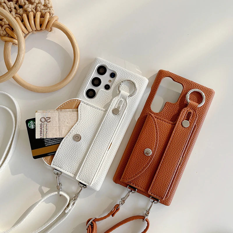 Wrist Strap Wallet Phone Case for Samsung Galaxy S20 Plus, S20 Ultra, S21, S21 Plus, S21 Ultra, S22, S22 Plus, S22 Ultra, S23 FE, S24, S24 Plus, S24 Ultra, S25, S25 Plus, S25 Ultra, S20, S23 Ultra, S26, S26 Plus, S26 Ultra, Note 20 & More Models