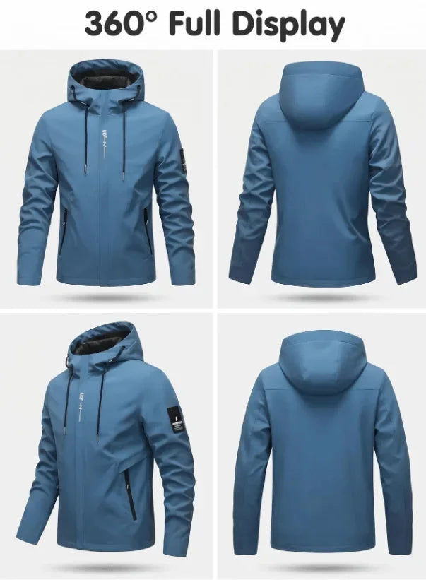 Men's Graphic Print Hooded Zip-Up Jacket