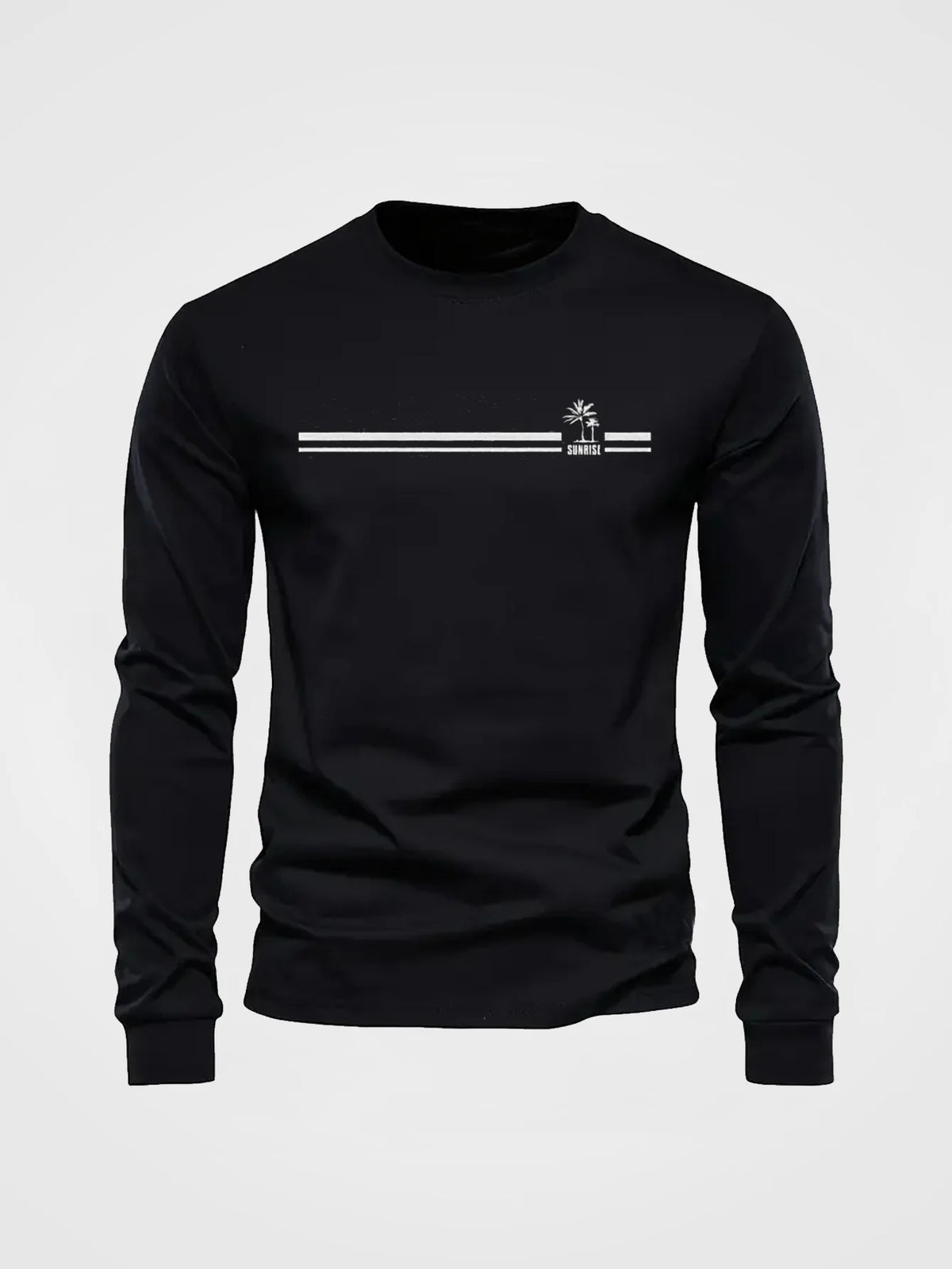 Men's Palm Tree Print Long-Sleeve Casual T-Shirt
