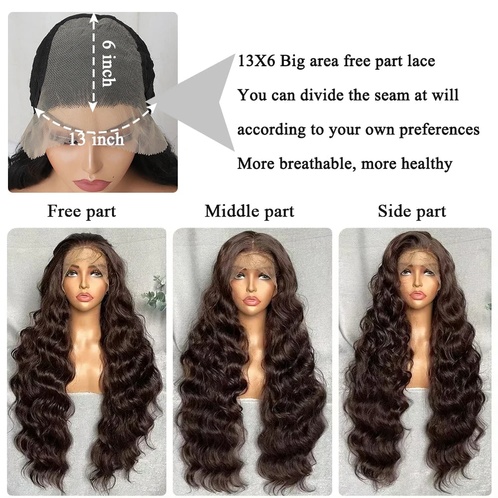 Light Brown Synthetic Lace Wig Super Long Loose Wave 13x6 Lace - OSASCO