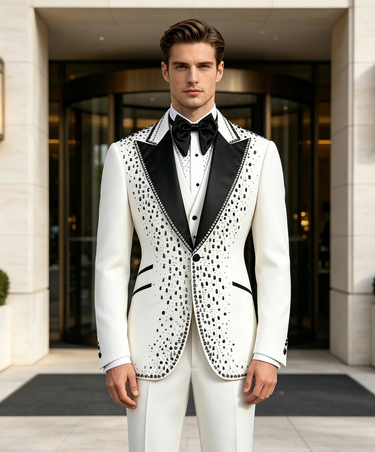 Men's Beaded 3-Piece Peak Lapel Suit Set — product view