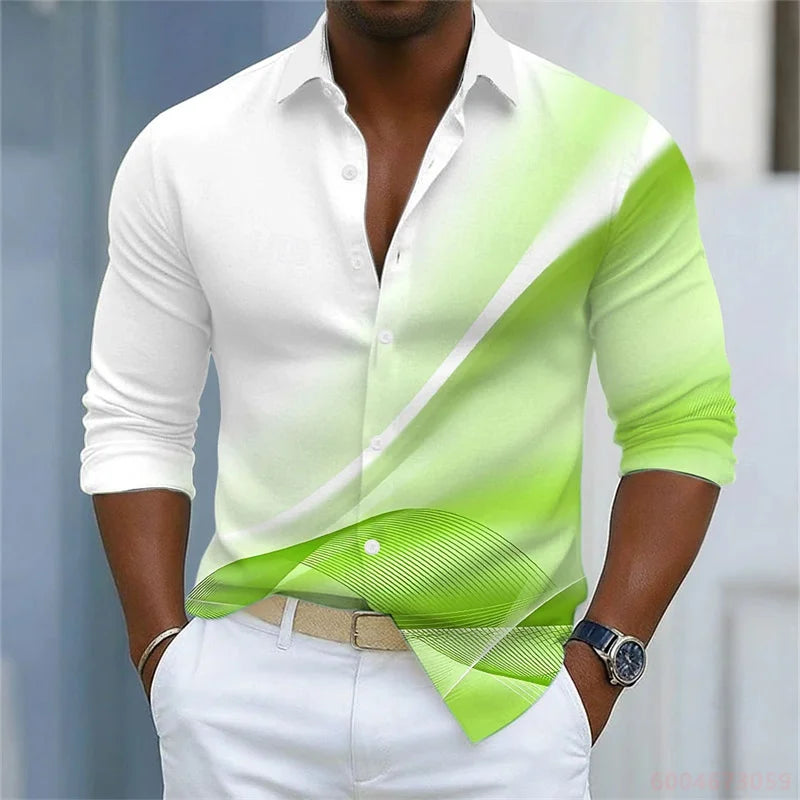 Men's Striped Long-Sleeve Casual Shirt