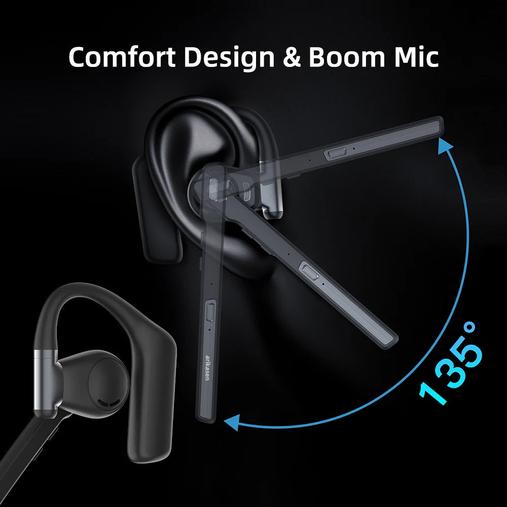 Single-Ear Bluetooth Headset with Dual Microphones