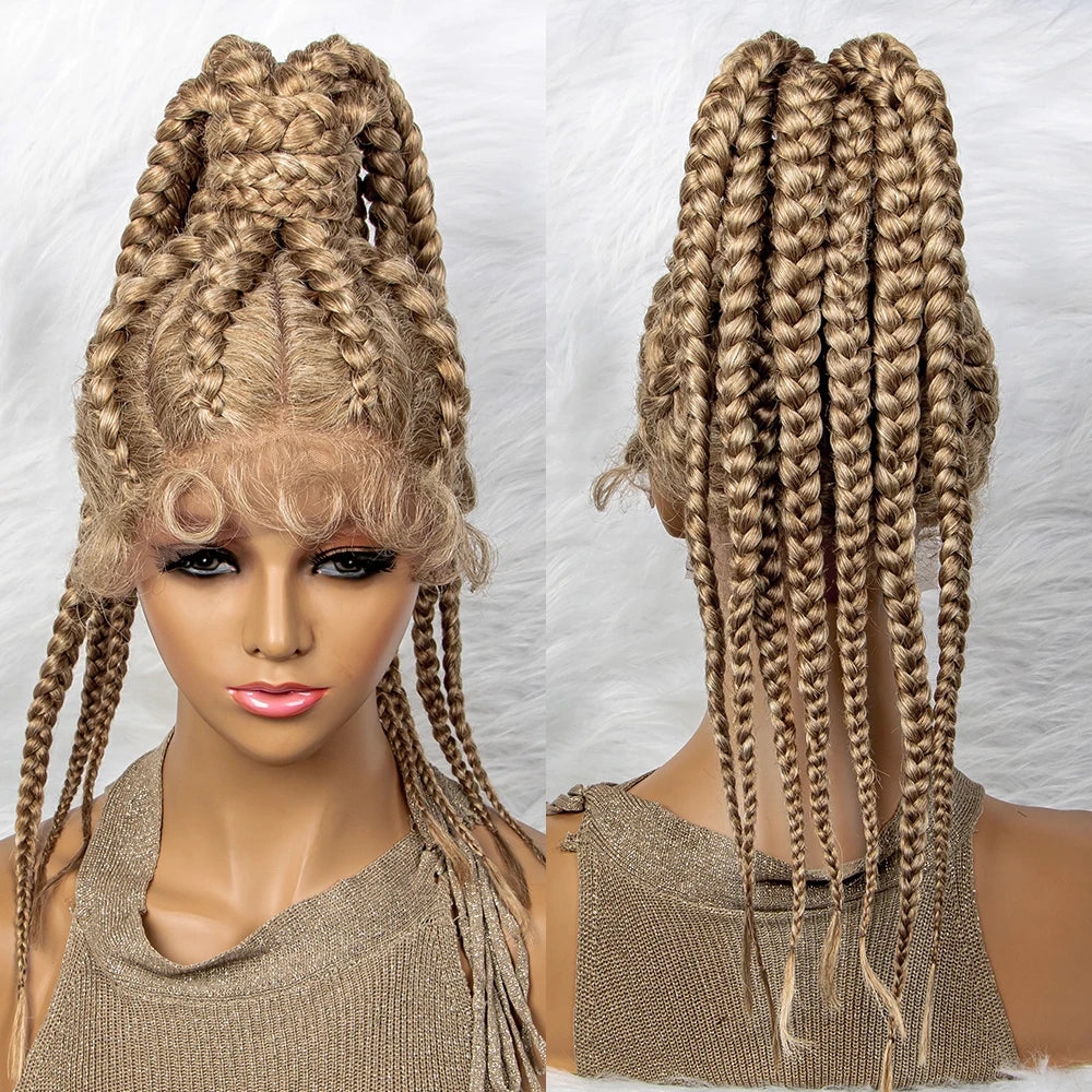 Braided Lace Front Wig 360 Synthetic Wig 24inches Box Wig Braids - OSASCO