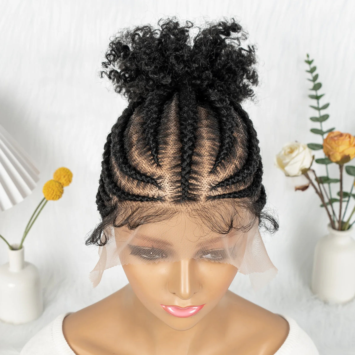 Women's Black Curly Synthetic Wig — product view