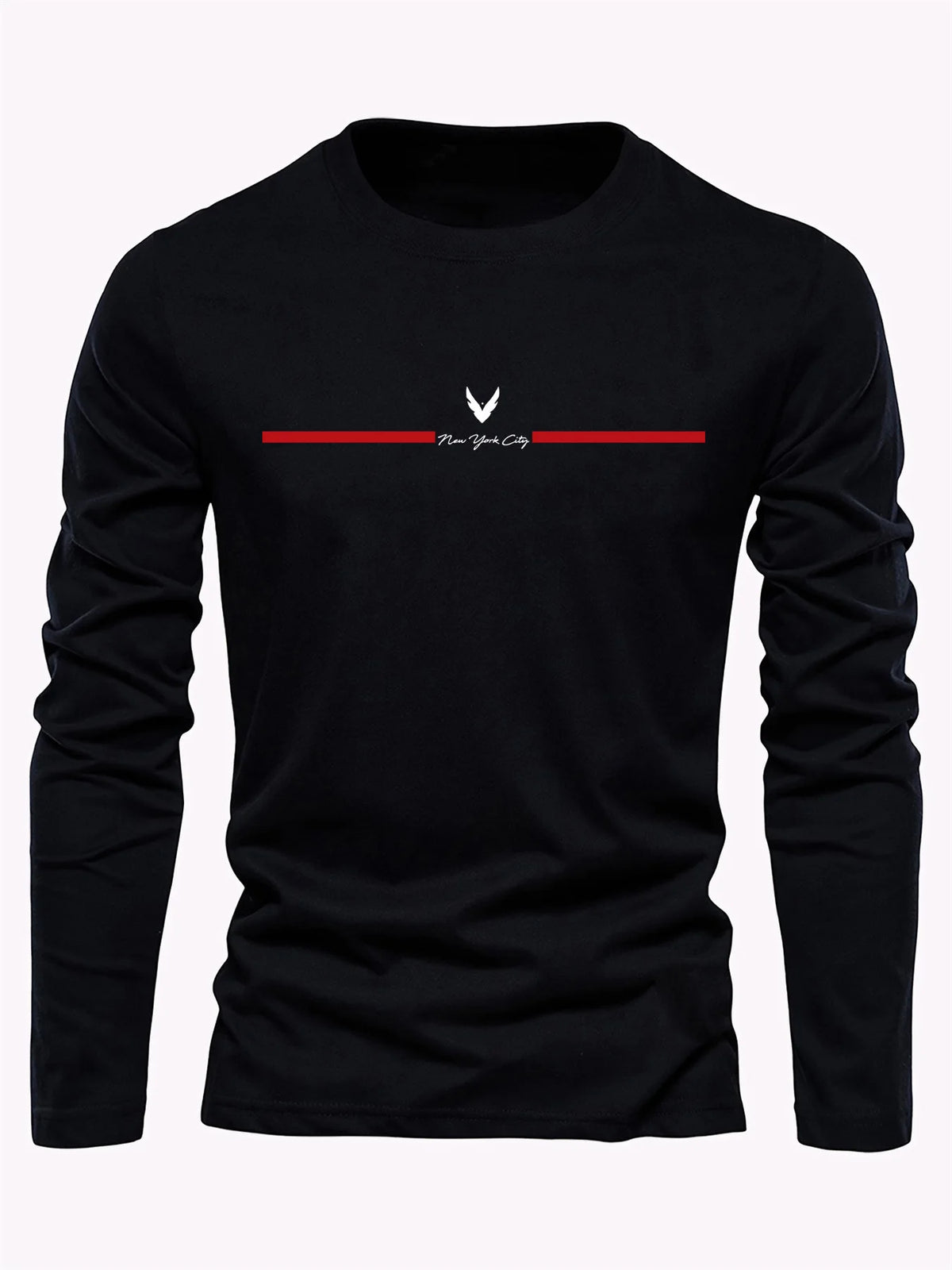 Men's Letter Print Long-Sleeve Casual T-Shirt