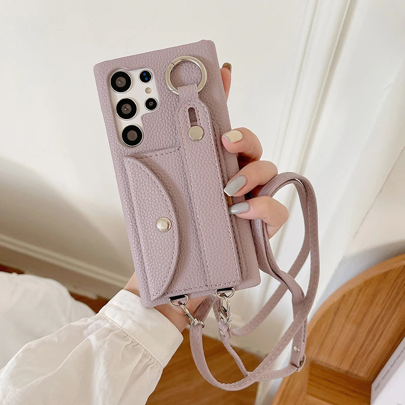 Wrist Strap Wallet Phone Case for Samsung Galaxy S20 Plus, S20 Ultra, S21, S21 Plus, S21 Ultra, S22, S22 Plus, S22 Ultra, S23 FE, S24, S24 Plus, S24 Ultra, S25, S25 Plus, S25 Ultra, S20, S23 Ultra, S26, S26 Plus, S26 Ultra, Note 20 & More Models