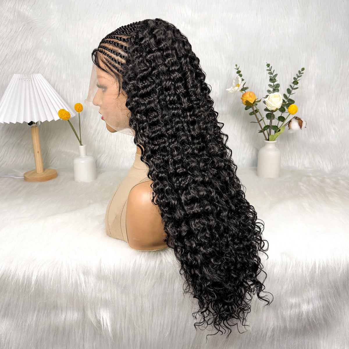 Synthetic Full Lace Box Braided Wig 26 Inch Boho Curly Braids Wig - OSASCO