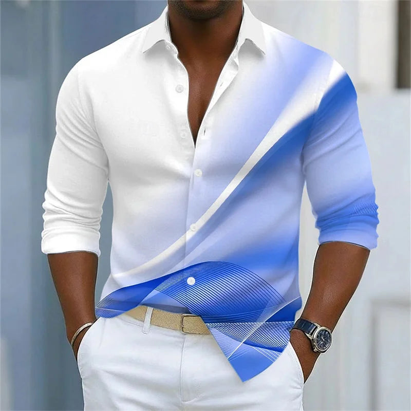 Men's Striped Long-Sleeve Casual Shirt