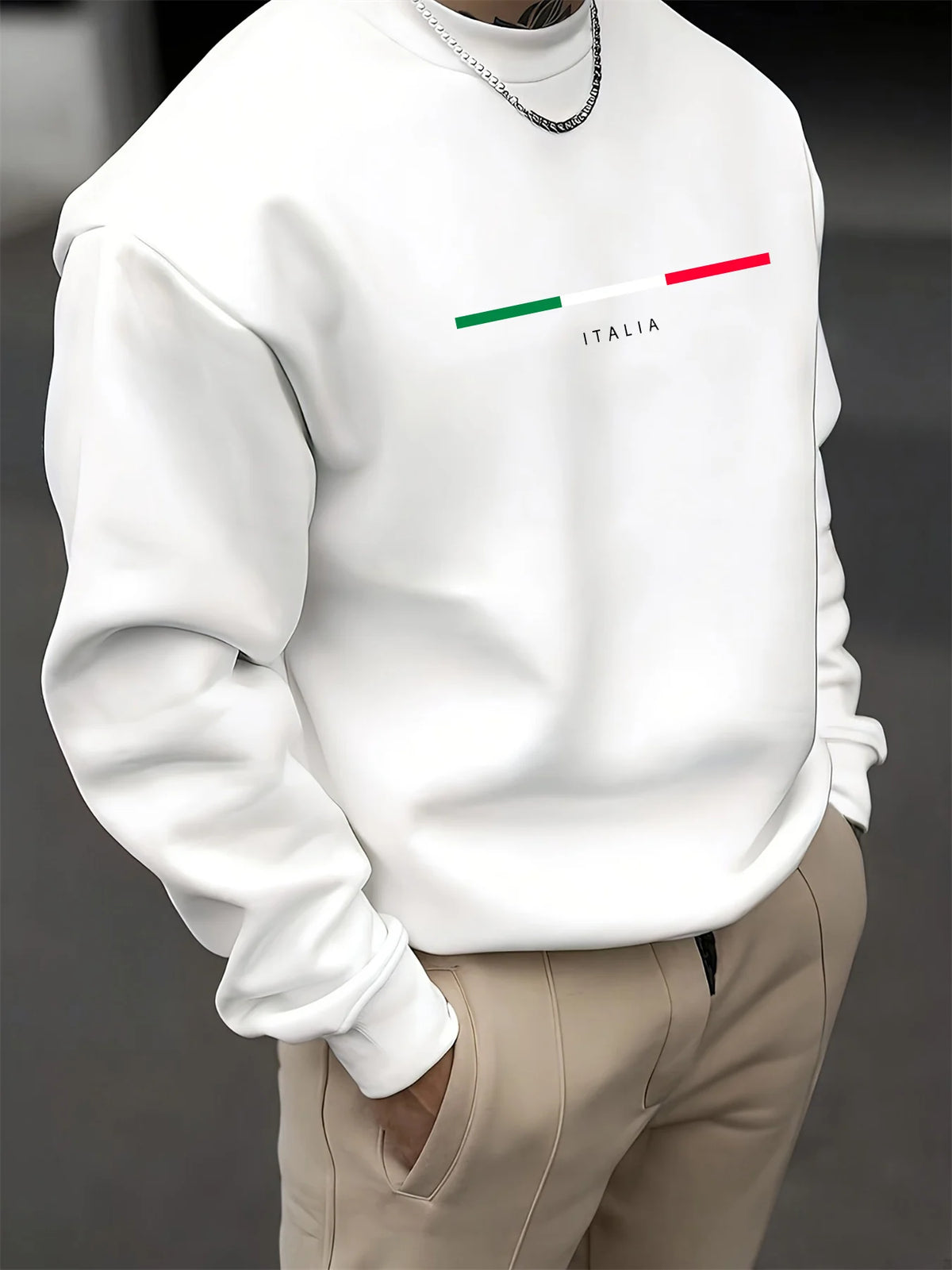 Men's Letter Print Crew-Neck Sweatshirt
