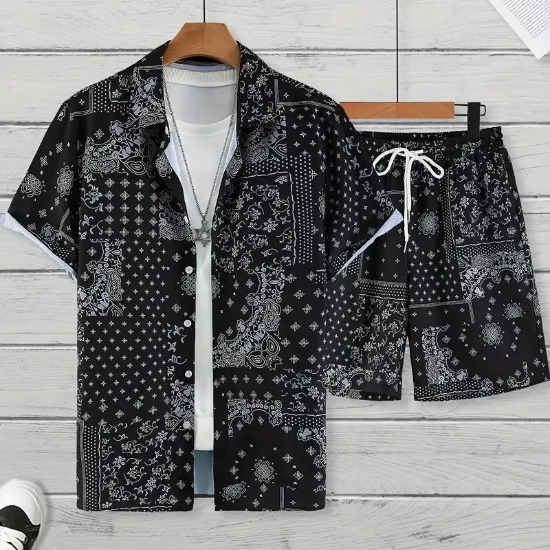 Men's Animal Print Top & Shorts Set