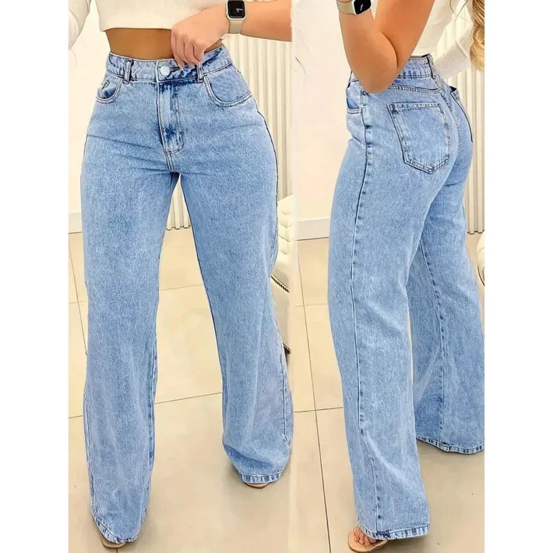 Women's Plus-Size High-Waist Straight-Leg Jeans — product view