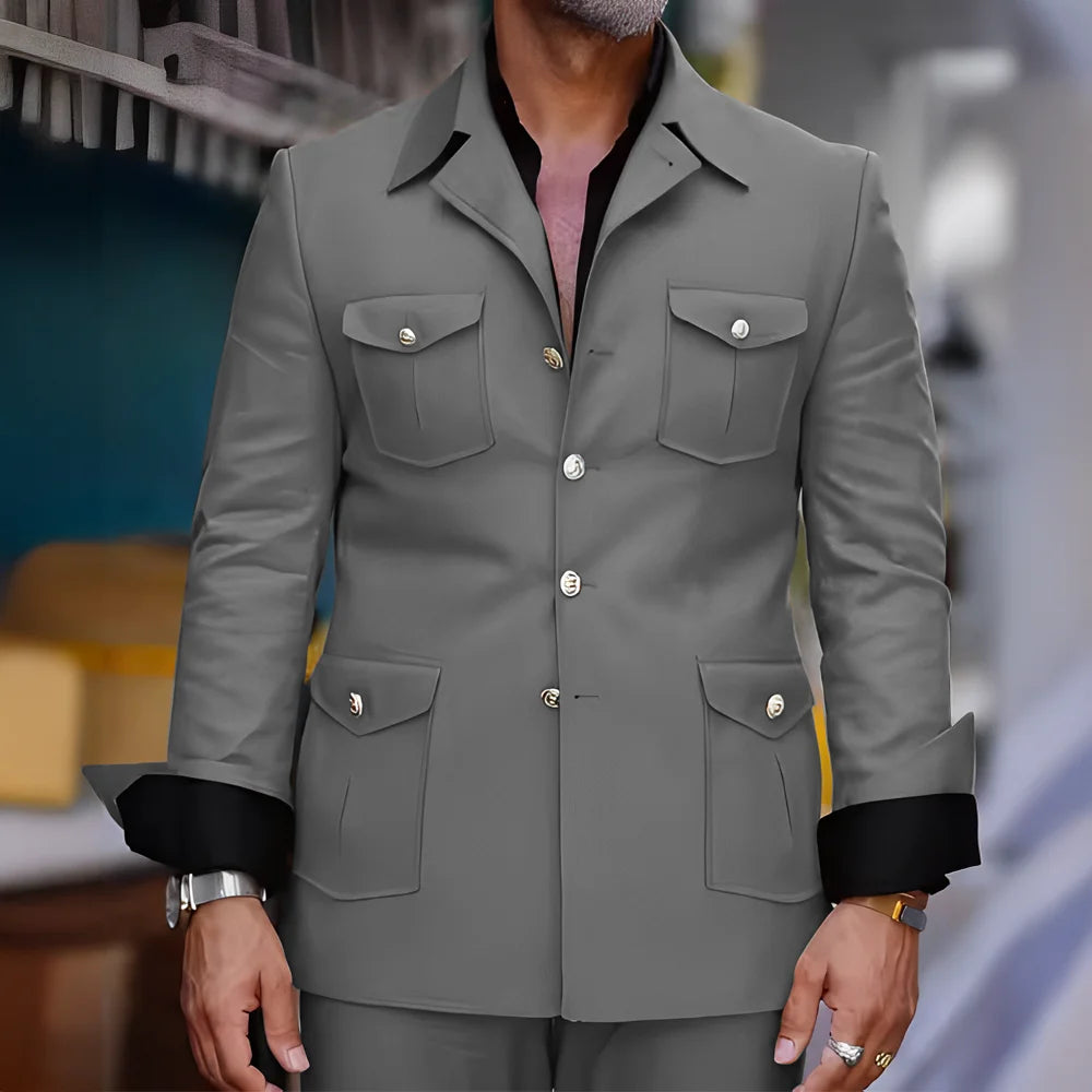 Men's Safari-Collar Jacket & Trouser Set