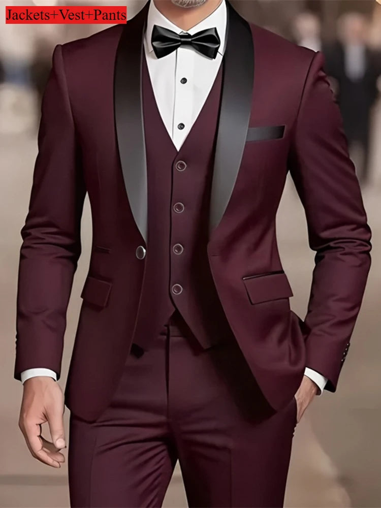 Men's Slim-Fit Notched Lapel Suit Set — product view