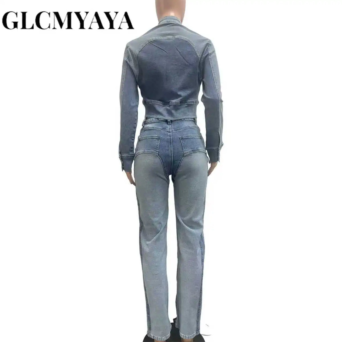 Women's Washed Denim Shirt & Fitted Jeans Set