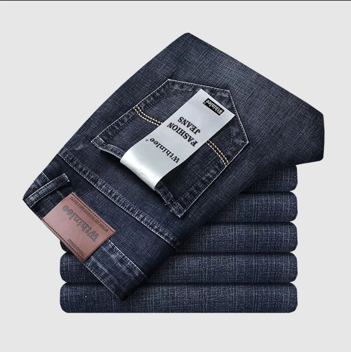 Men's Blue Straight-Leg Stretch Denim Jeans - Lightweight — product view