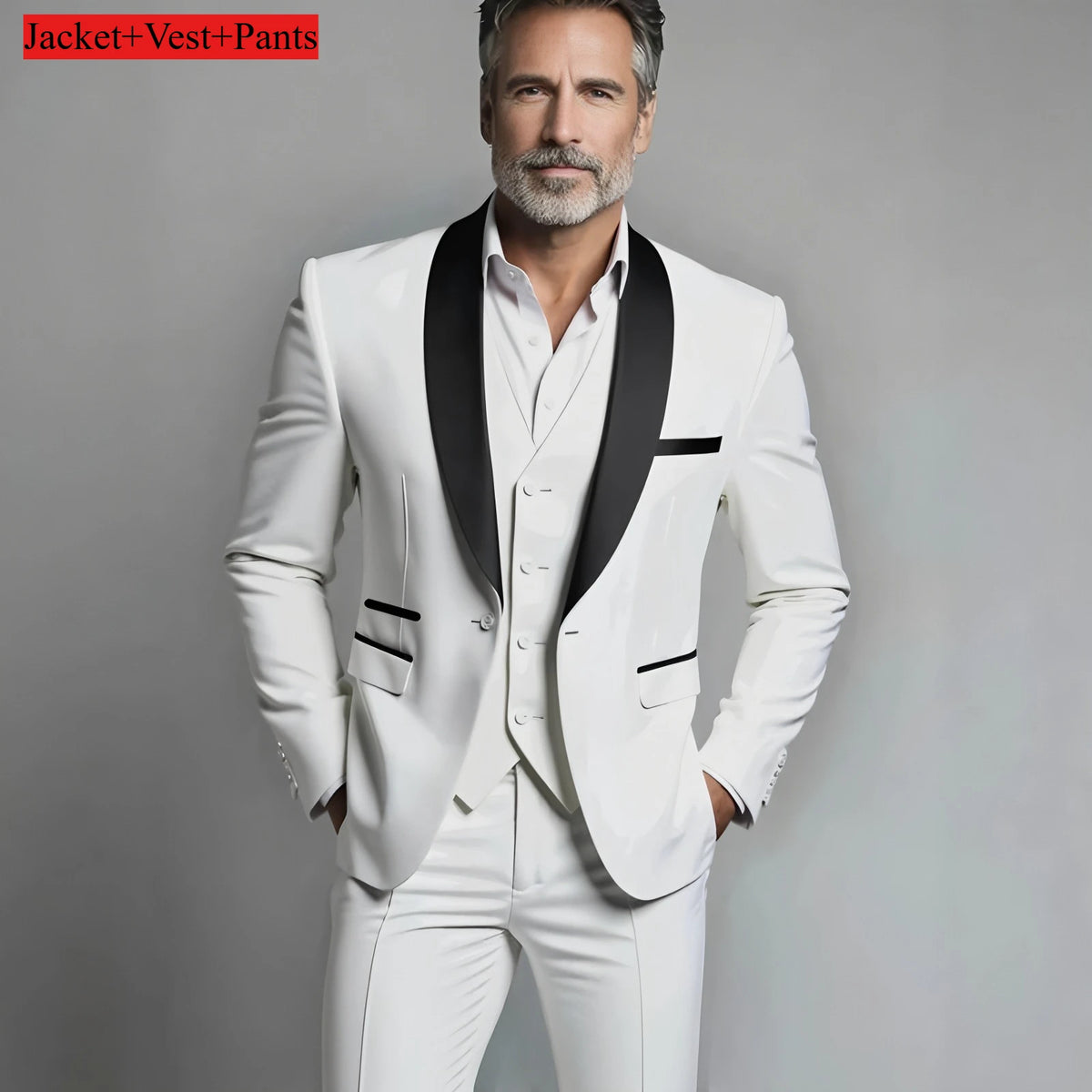 Men's Black Slim-Fit Suit Set — product view