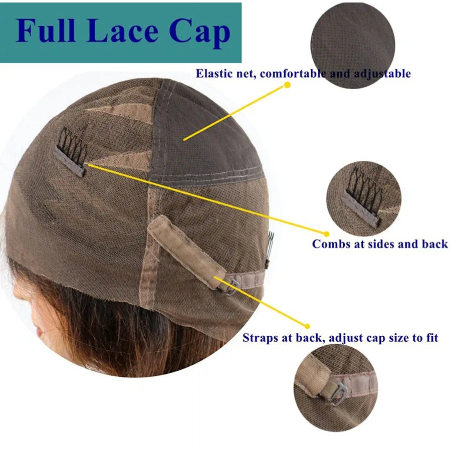 Light Brown Straight Human Hair Lace Wig — product view