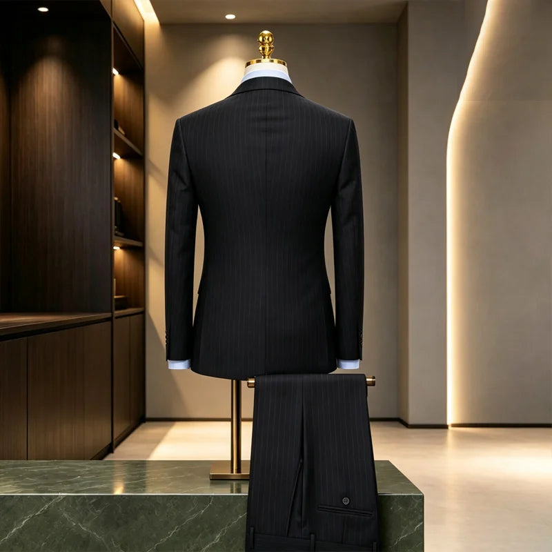Men's Navy Pinstripe Suit Set — product view