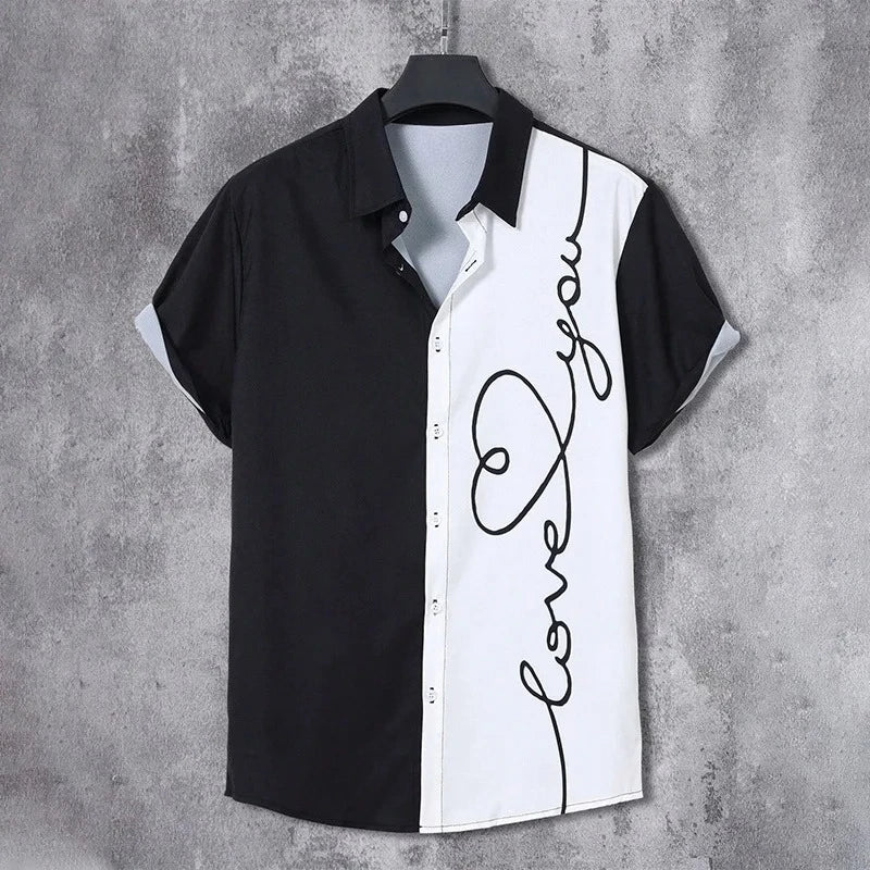 Unisex Floral Print Short-Sleeve Casual Shirt