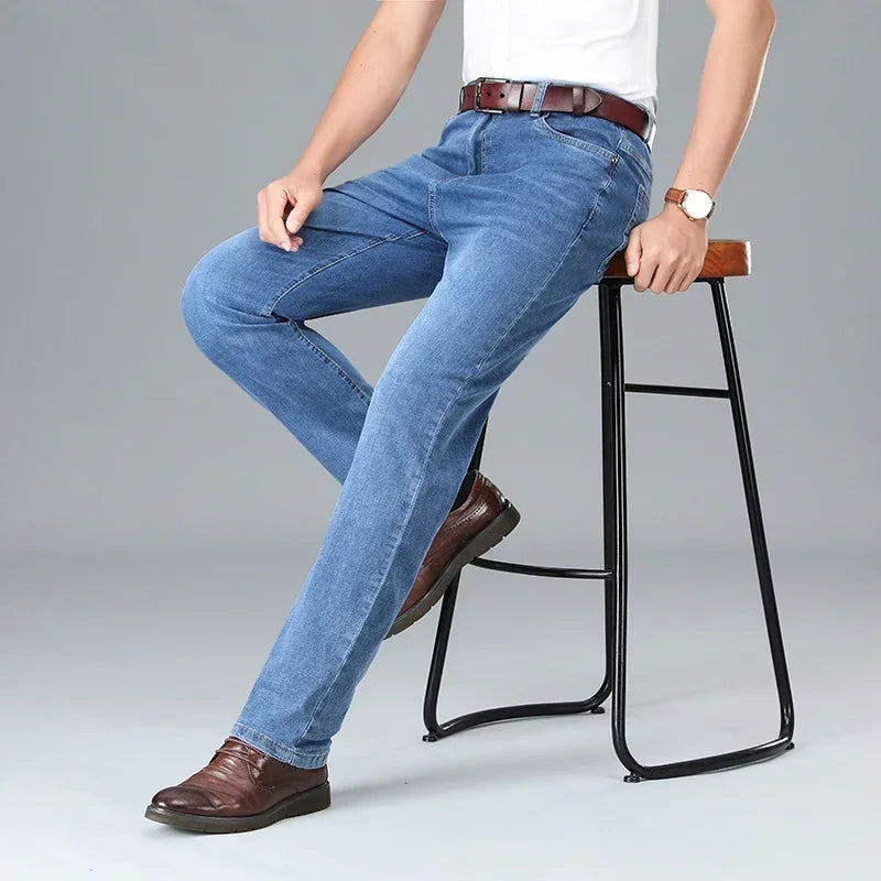 Men's Gray Regular Fit Stretch Denim Jeans — product view
