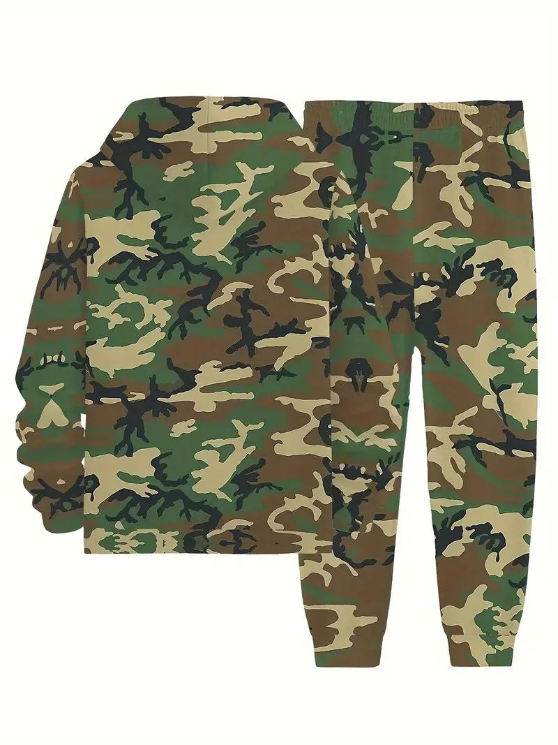Men's Camouflage Print Casual Outfit Set